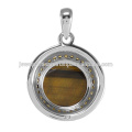 Tiger Eye And Citrine Gemstone 925 Sterling Silver Pendant Jewelry